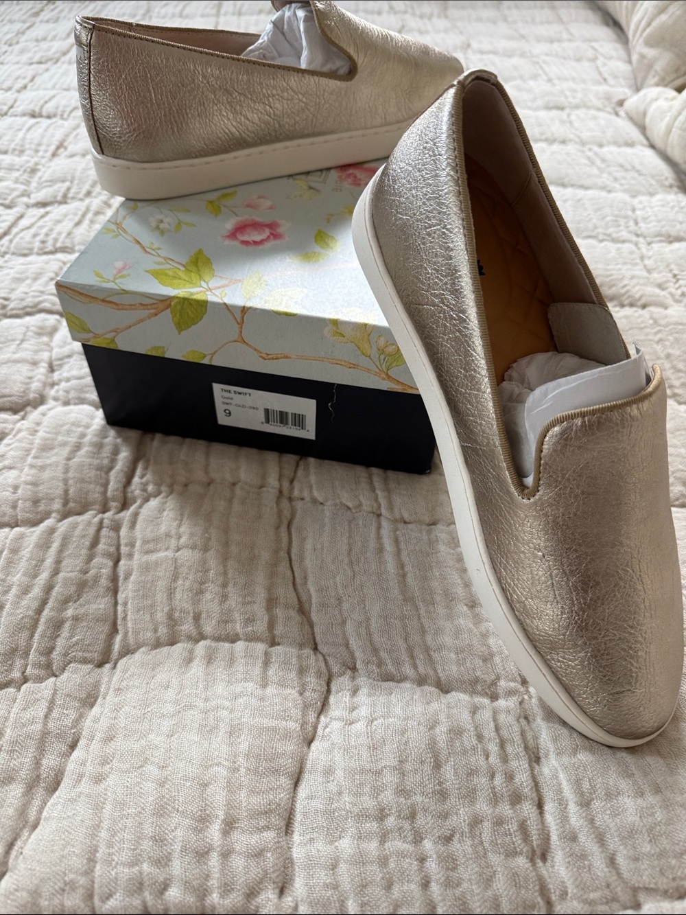 Birdies Metallic Gold Swift slip on NIB